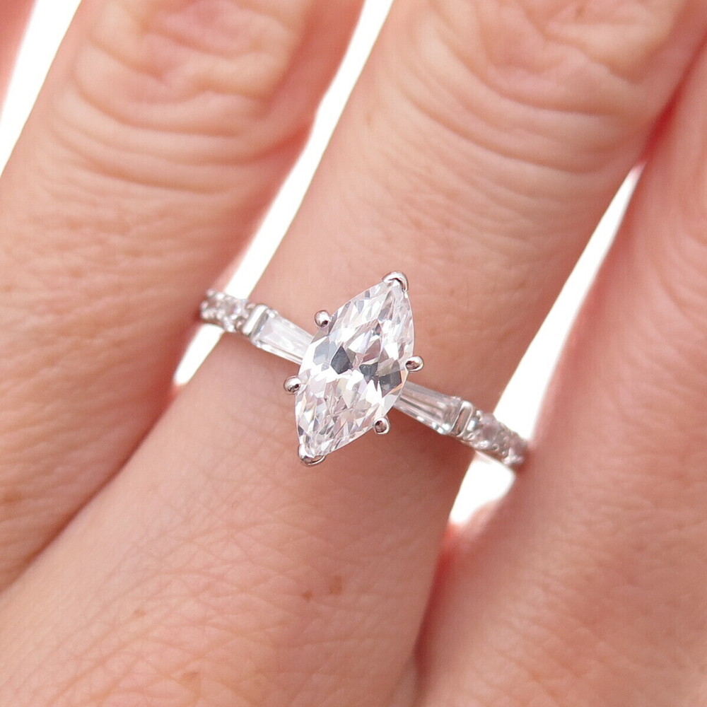 925 Sterling Silver Multi-Cut C Z Engagement Ring Size 8